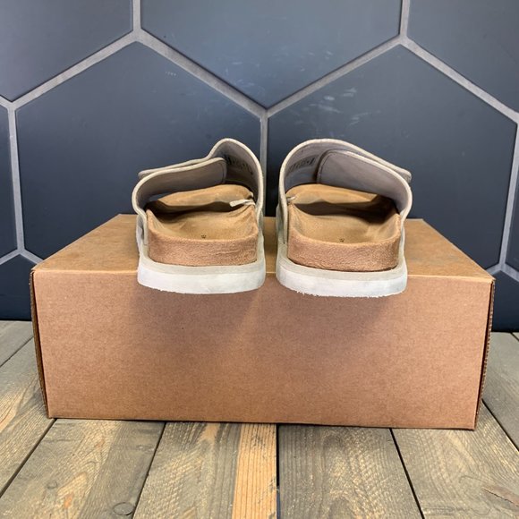 ~Used W/O Box! Zara Split Suede Leather Grey Sandals Slides Chunky Strap Size 12 - Picture 4 of 6